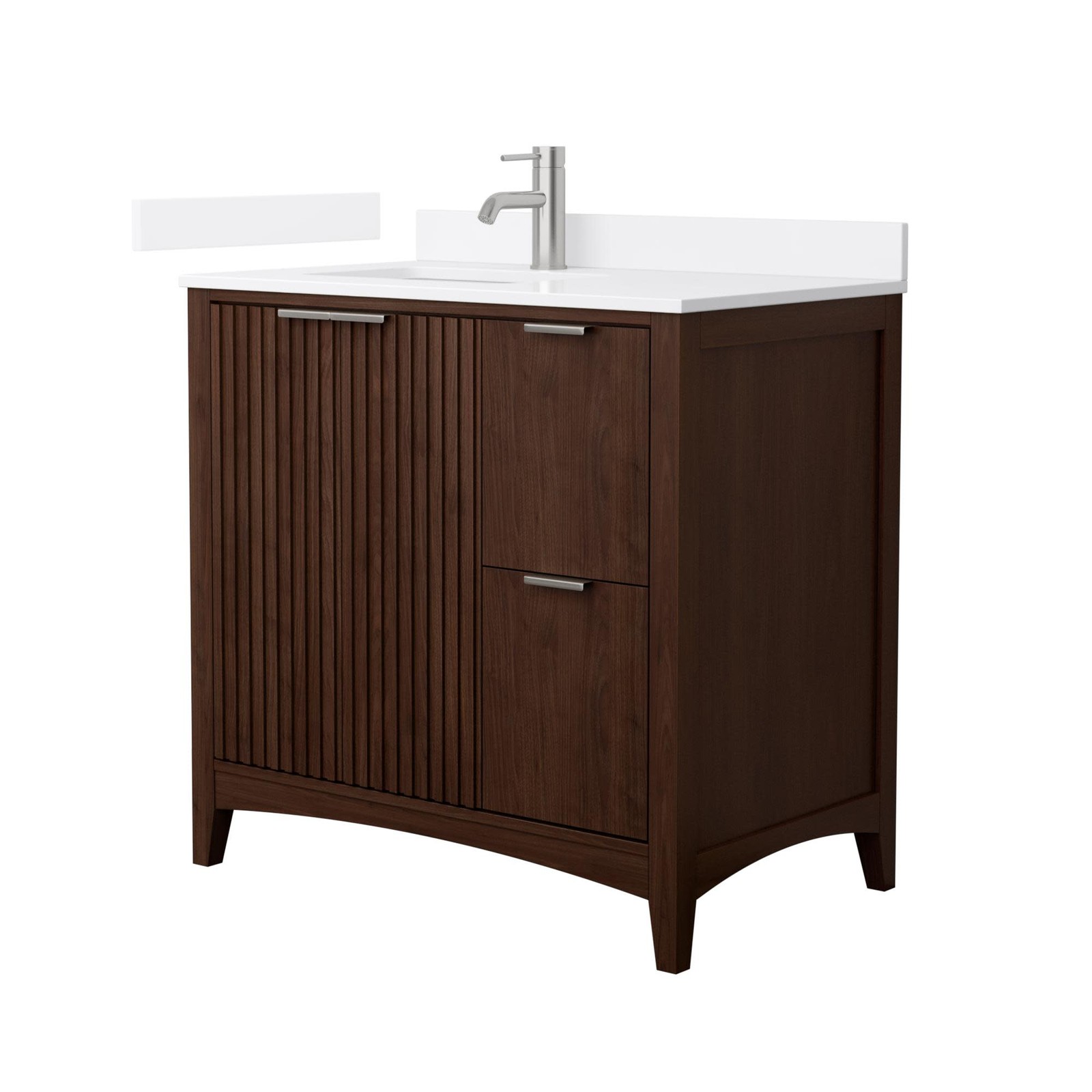 Wyndham Collection WCF9191-36S-QTZ-UNSMXX Palmilla 36″ – Dark Walnut / White