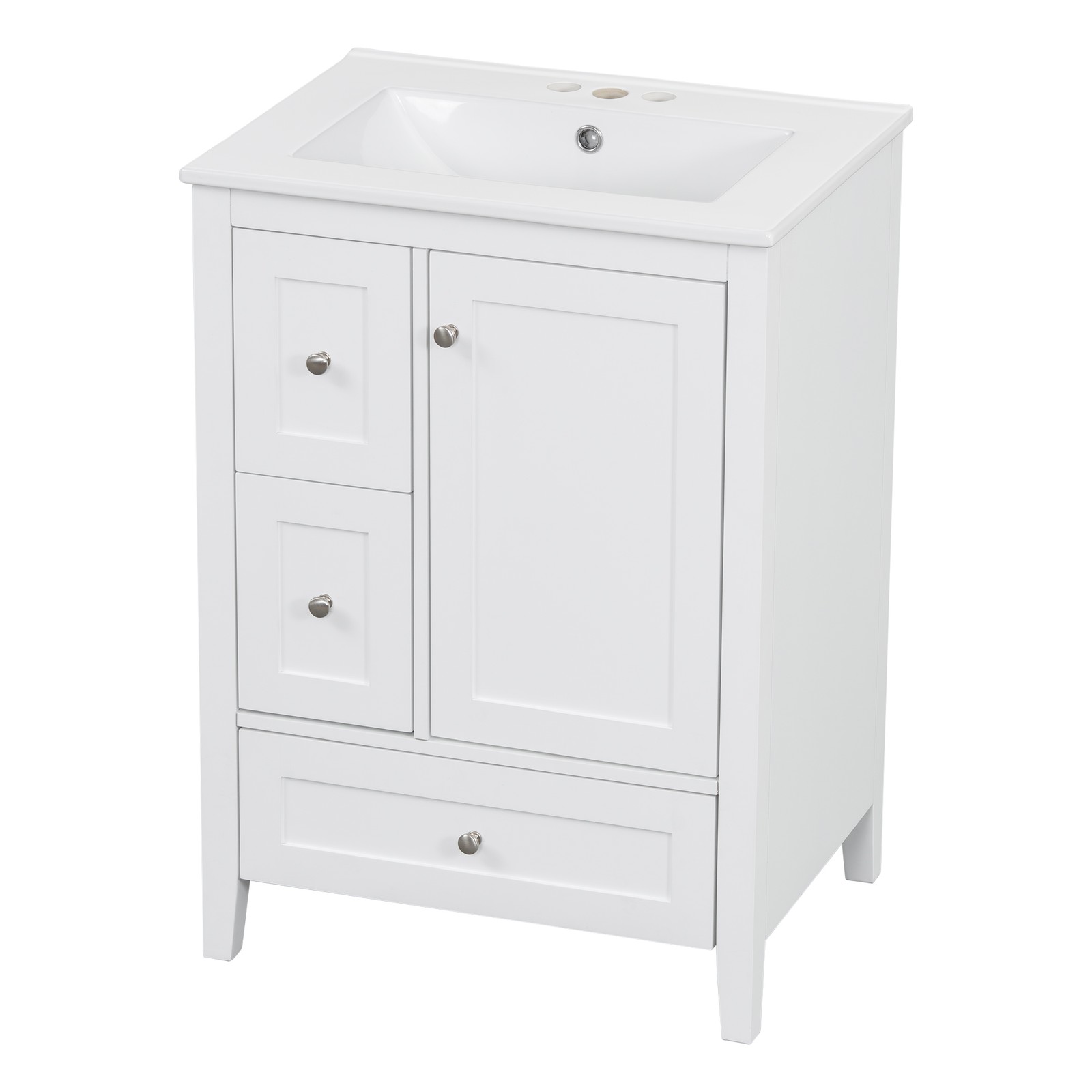 24″ Bathroom Vanity w/Storage, Adjustable Shelf Modern Bathroom Storage Cabinet