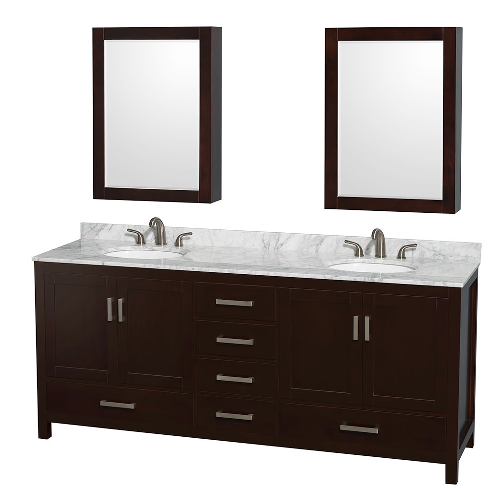 Wyndham Collection WCS141480DUNOMED Sheffield 80″ – Espresso / White Carrara