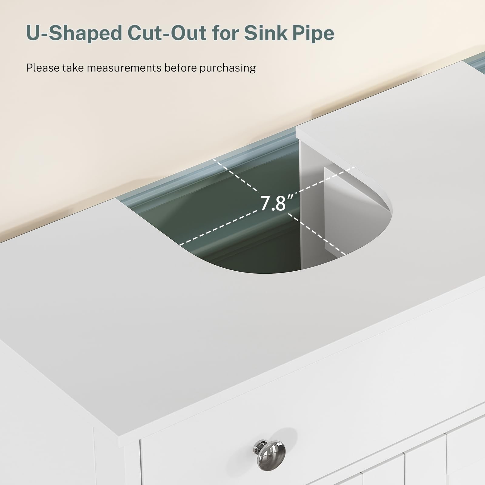 Pedestal Sink Storage Cabinet with 2 Doors and Drawer, Bathroom Sink Cabinet,…