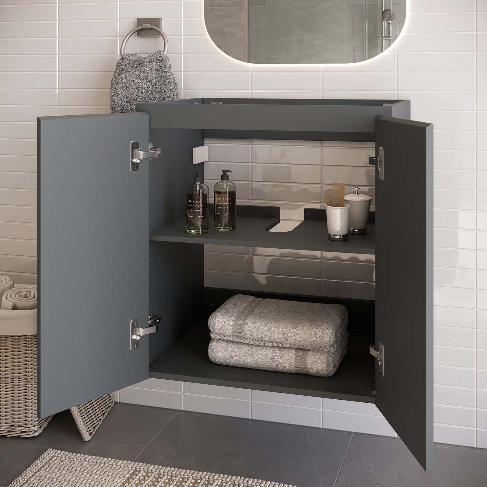 Modway Vitality 24″ Wall-Mount Bathroom Vanity in Gray