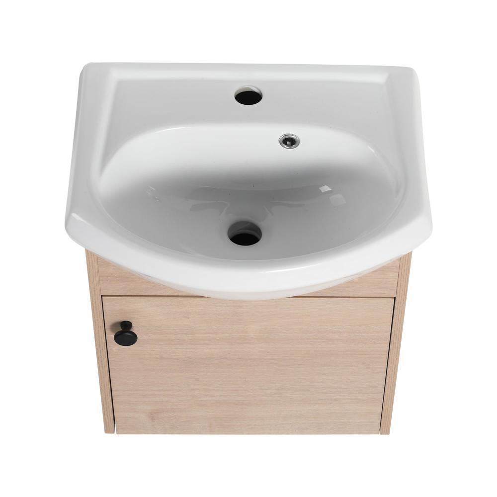 Sturdy and Durable Small Size 18 Inch Vanity With Ceramic Sink Wall Mounting