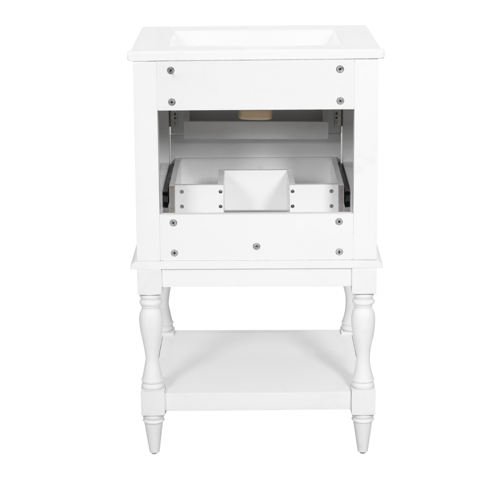20″ Bathroom Vanity with Ceramic Sink, 2 Drawers & Open Shelf, Retro Design