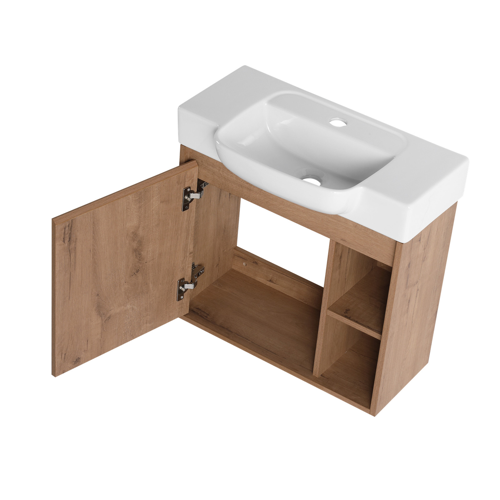24 Inch Wall-Mounted Bathroom Vanity with White Ceramic Sink