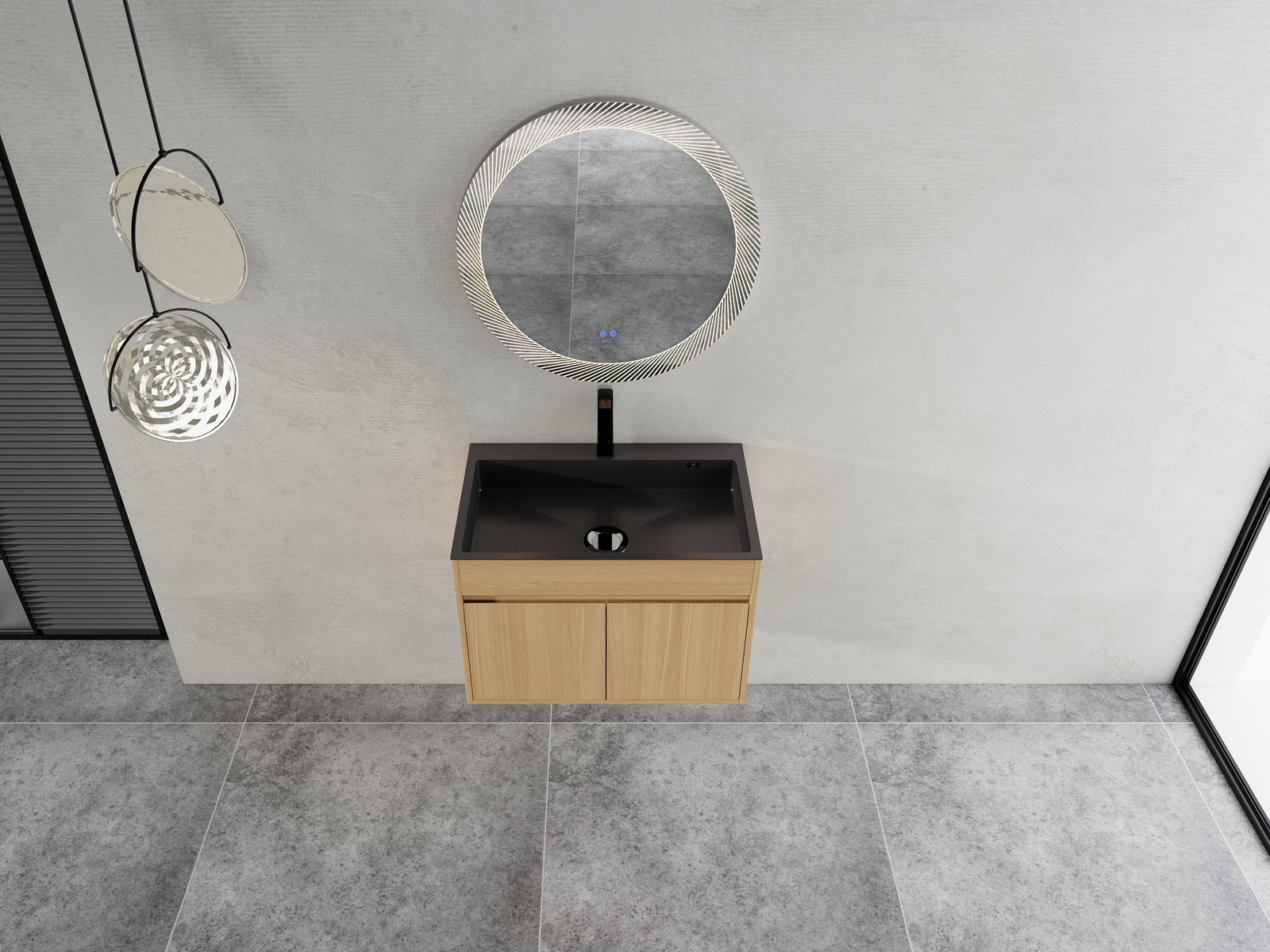 28″ Plywood Wall Mounted Bathroom Vanity Laundry Cabinet W/ Stainless Steel Sink