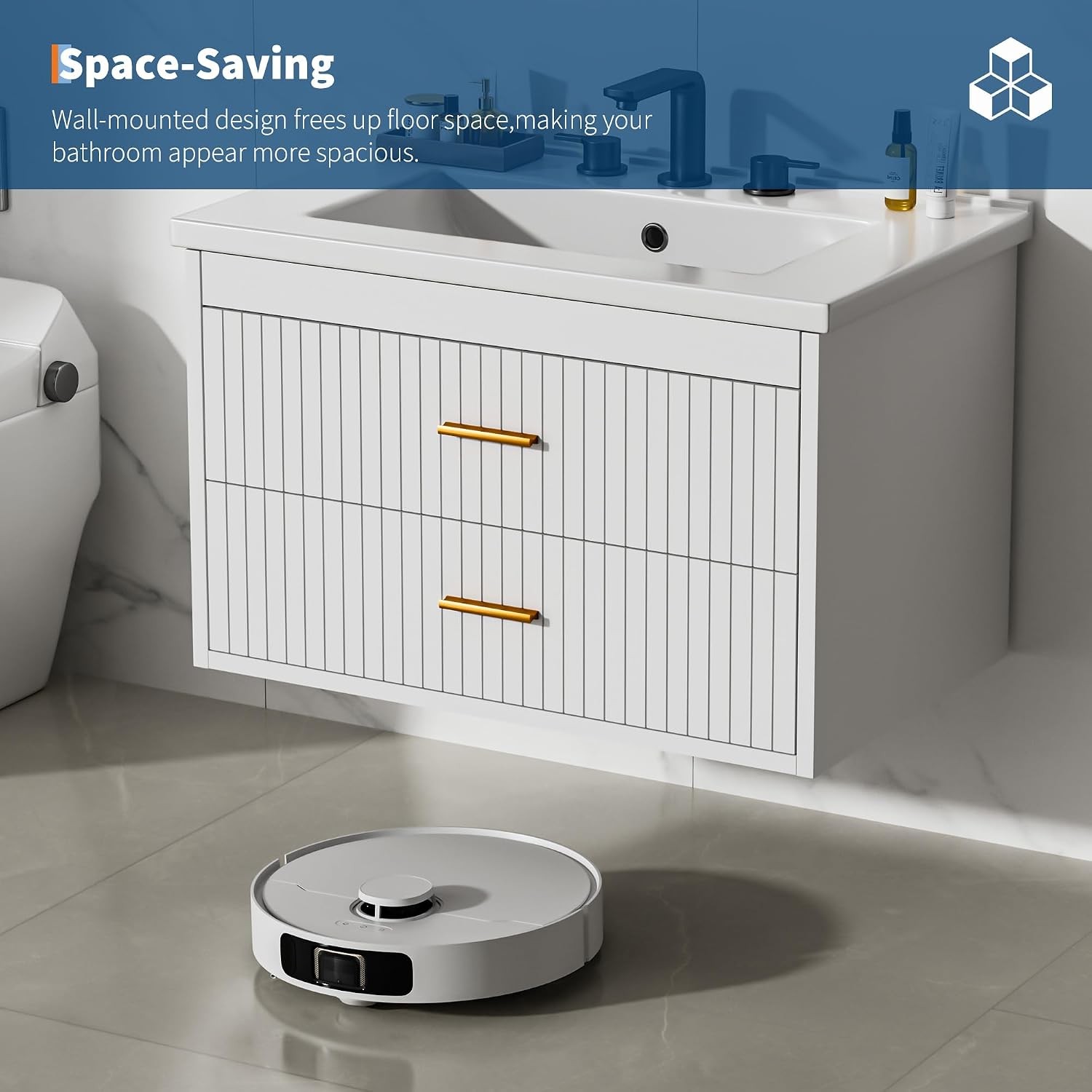 Floating Bathroom Vanity with Drawers, Wall Mounted Bathroom Vanity Sink Combo