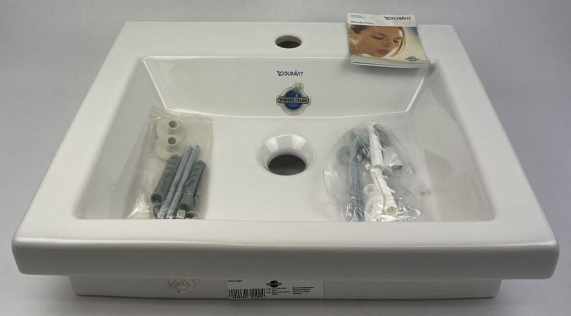 Duravit 079050 00 001 White Wall-Mount Sink Wash Basin 19.5″ w/ Wonder Gliss