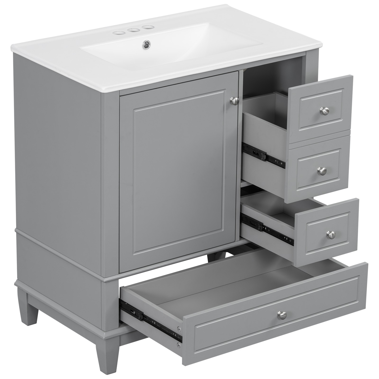 30″ Bathroom Vanity with Sink, Soft Close Door, Grey