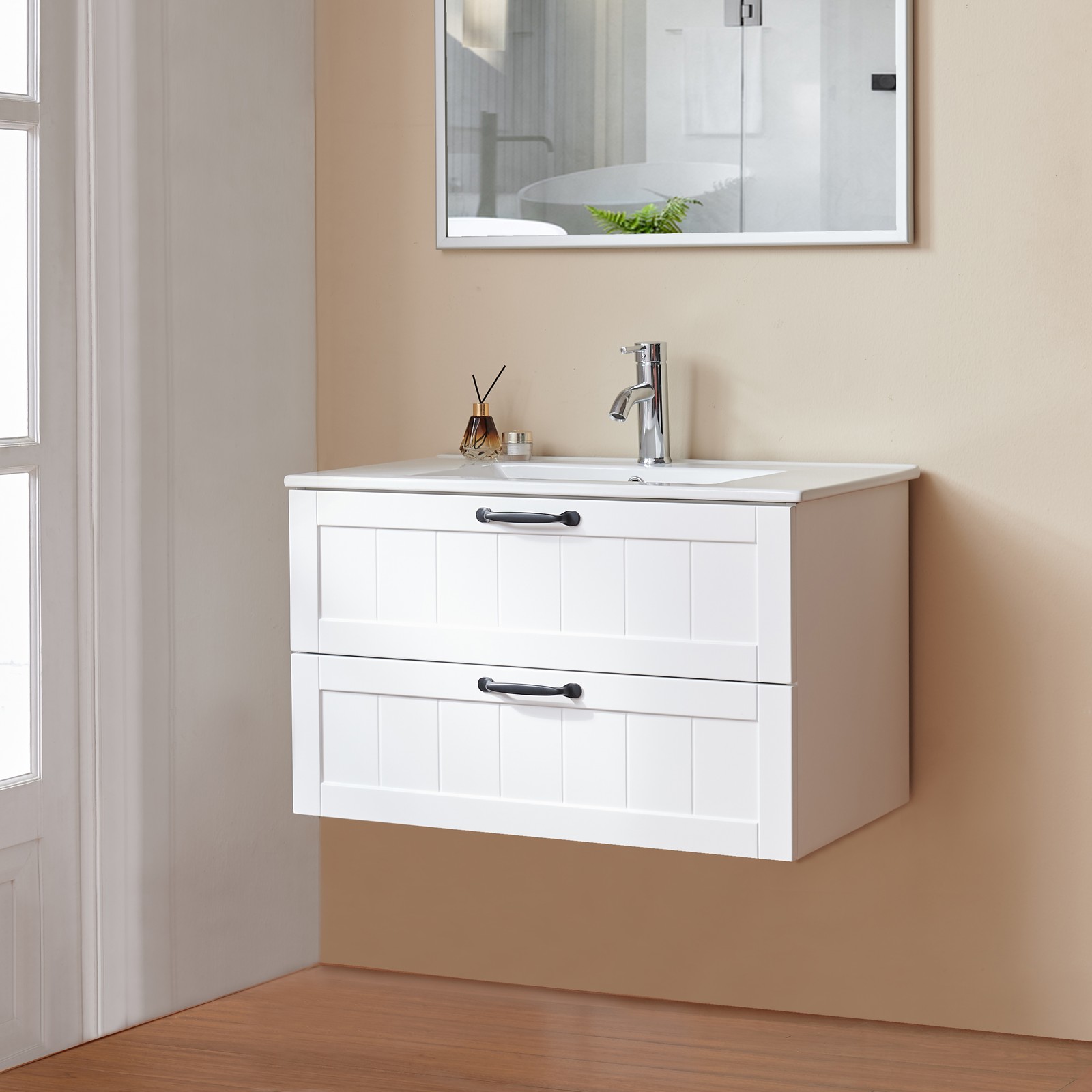 31.5″ Bathroom Vanity Cabinet with Sink Combo, Wall Mounted Floating Cabinet