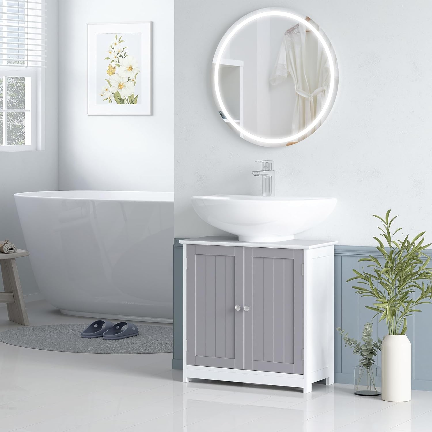 23.5″ Pedestal Sink Storage Cabinet Freestanding Bathroom Under Sink Cabinet US