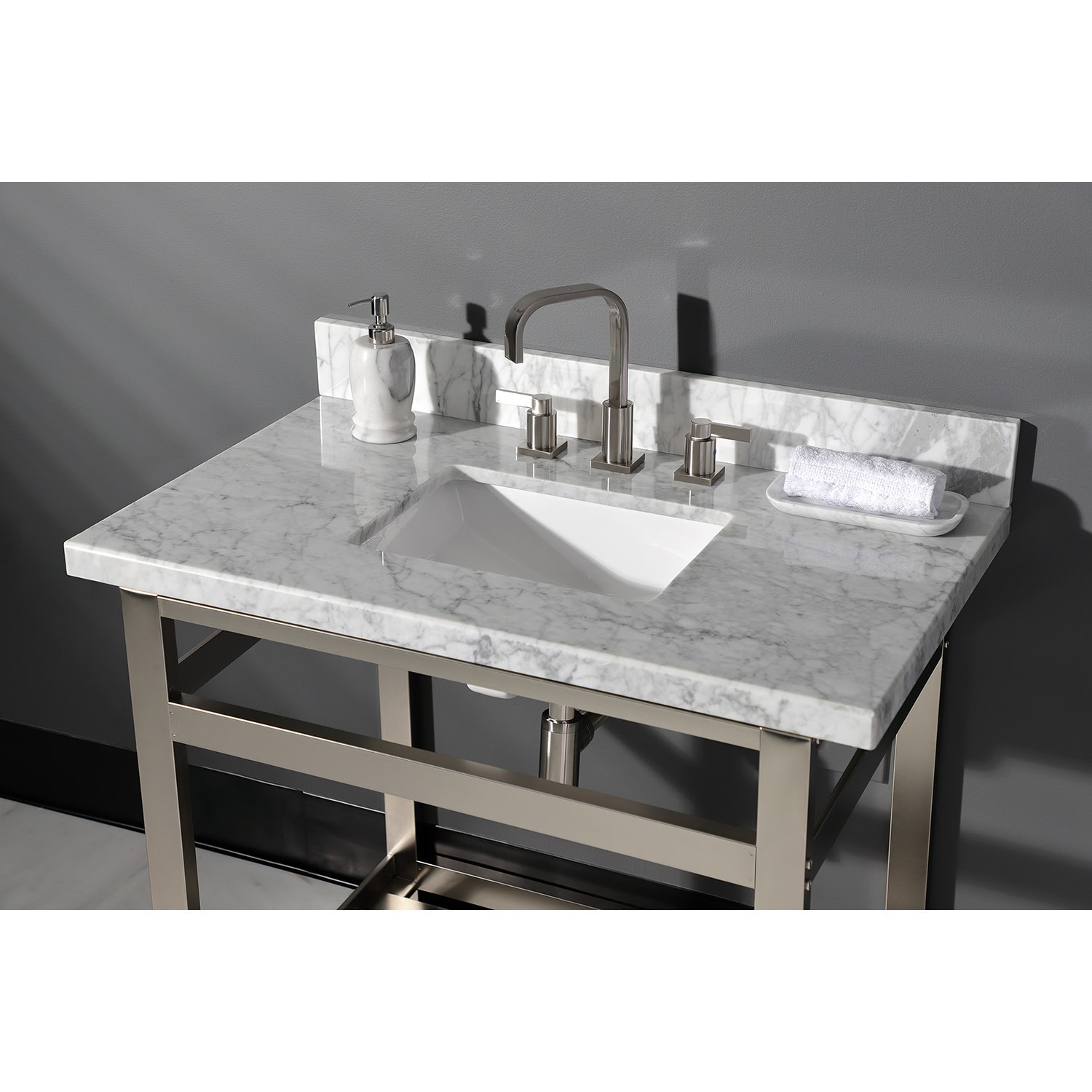 Kingston Brass KVPB3622M38SQ Templeton 36″ Marble Vanity Top – Carrara Marble