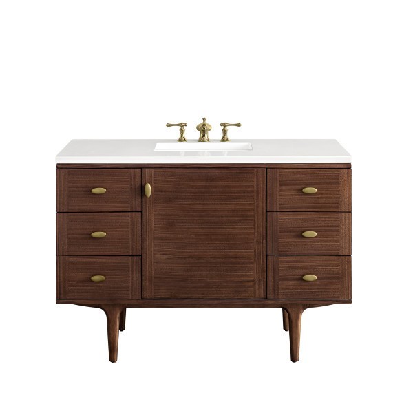48″ James Martin Amberly 670-V48-WLT-3WZ Vanity Cabinet 3 CM White Zeus Top