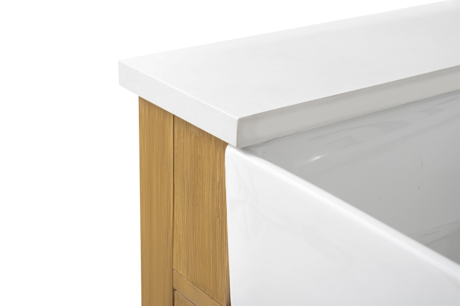 Design Element Burbank 36″ Single Sink Oak Bath Vanity with White Quartz Top