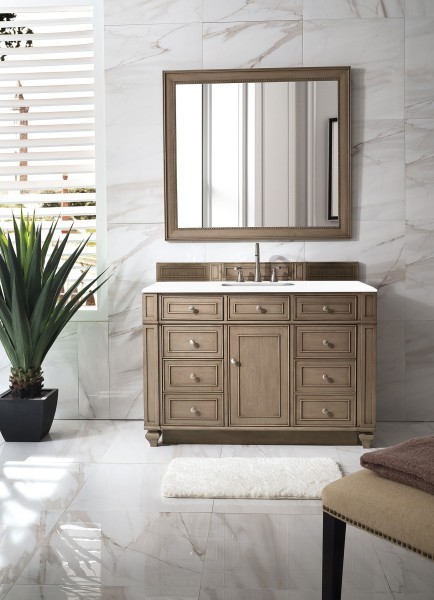 48″ James Martin Bristol 157-V48-WW-3WZ Vanity Cabinet White Zeus Silestone Top