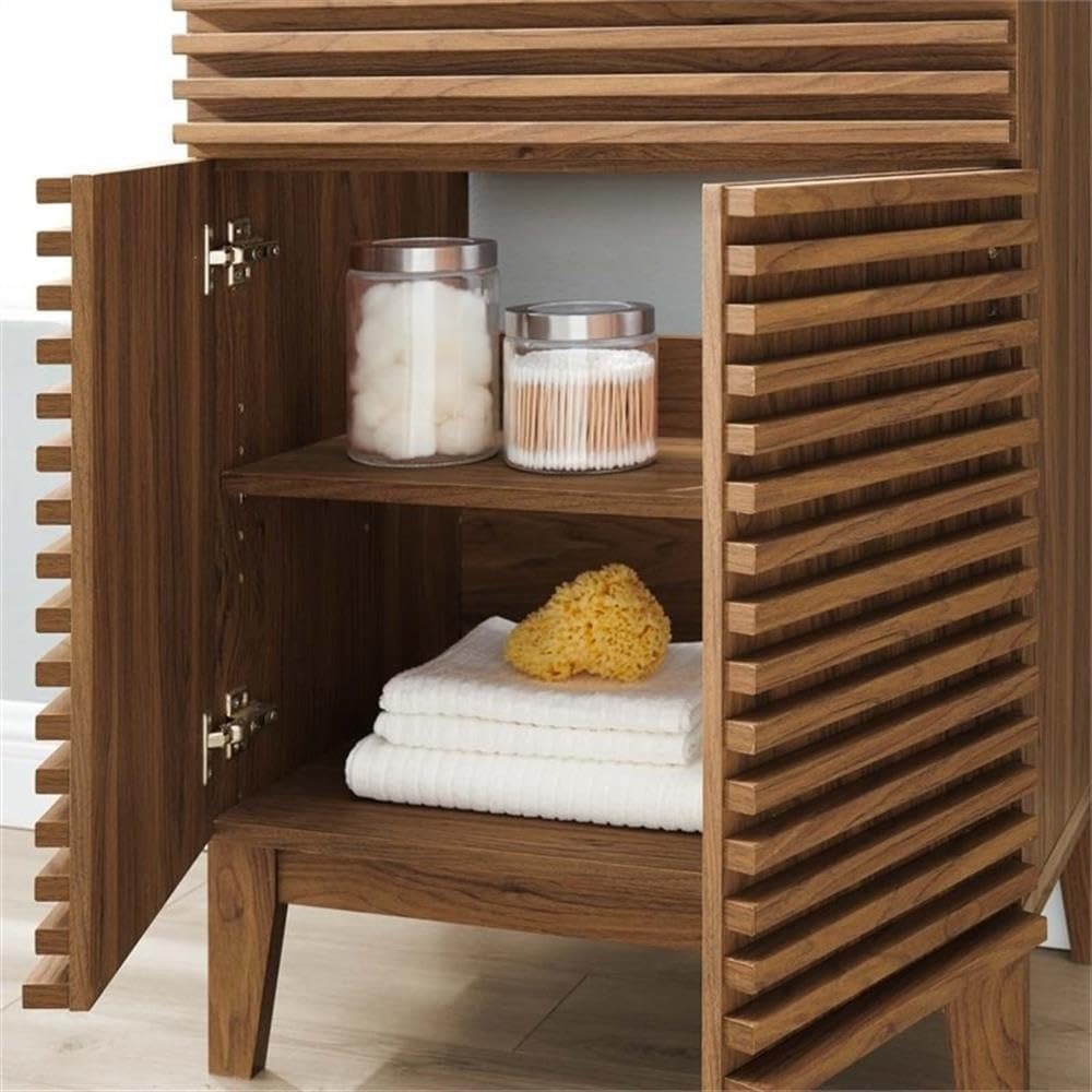 Stylish 23.5″ Walnut Bathroom Vanity – Sink Basin Not Included