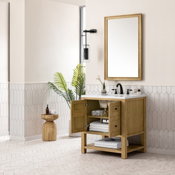 30″ James Martin Breckenridge 330-V30-LNO-3WZ Vanity Cabinet White Zeus Top