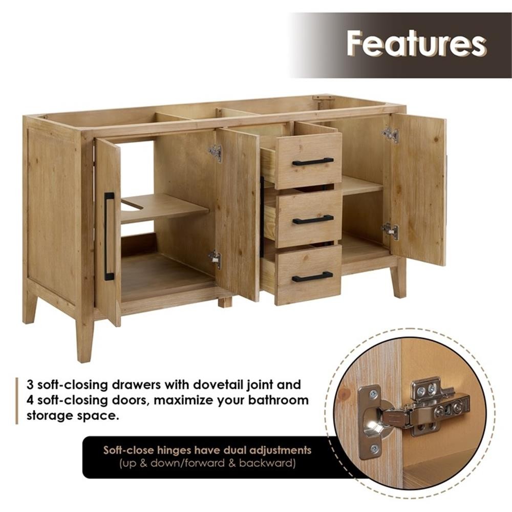 Altair Design Laurel 60″ Wood Vanity without Mirror in Weathered Fir Brown/White