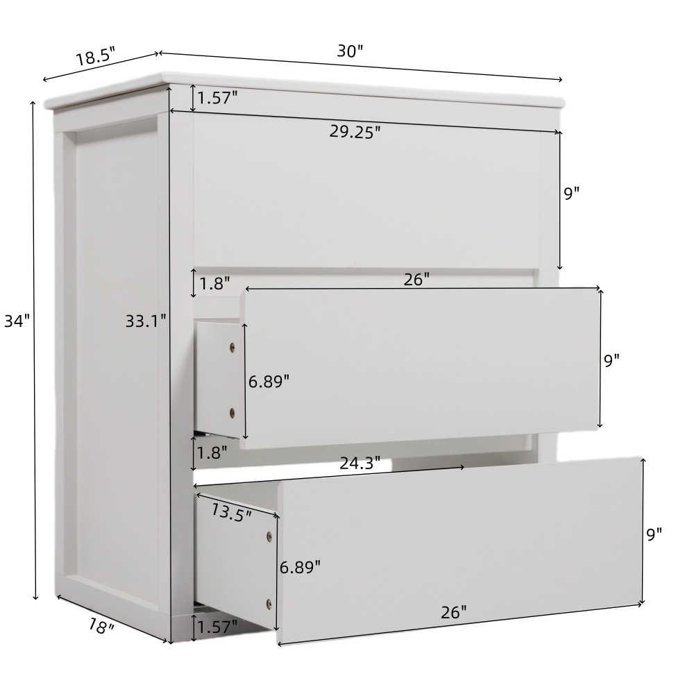 30″ Bathroom Vanity w/Ceramic Sink & 2 Drawers Freestanding Bathroom Vanity