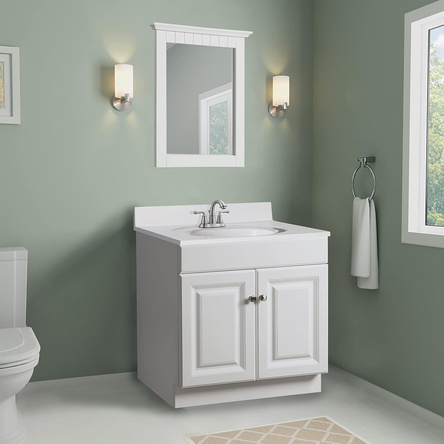 Stylish Wyndham 2-Door Bathroom Vanity Cabinet – Easy Assembly, White Finish