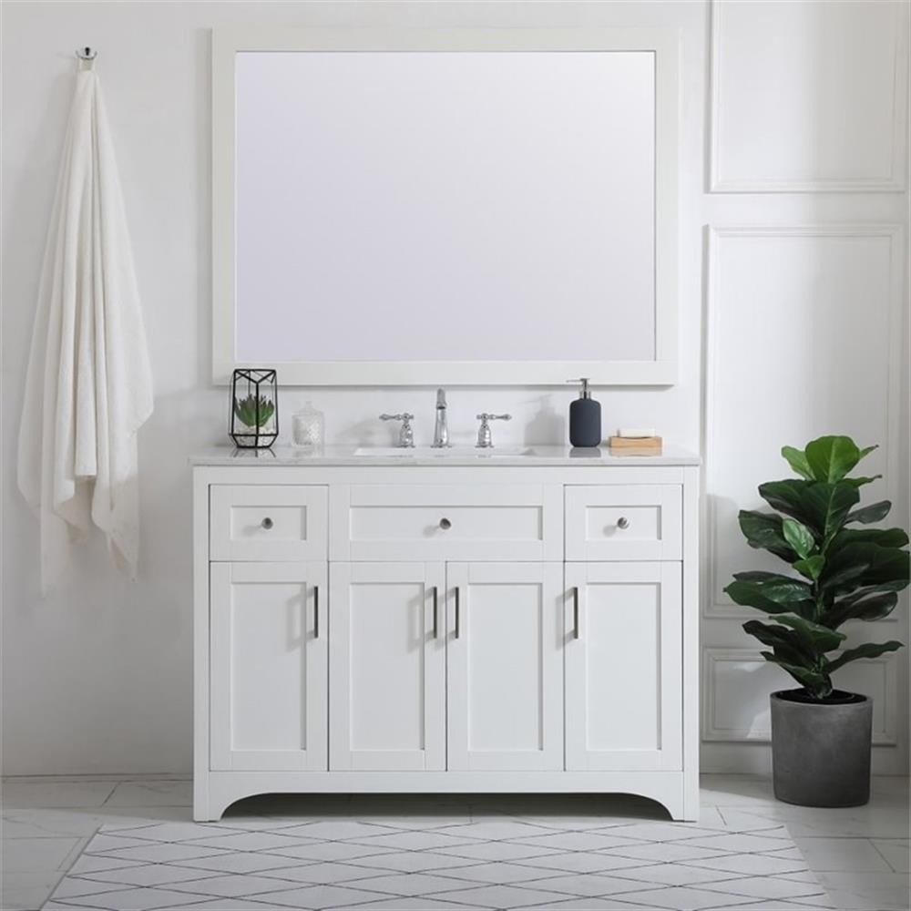 Elegant Decor Moore 48″ Single Quartz Top Bathroom Vanity in White