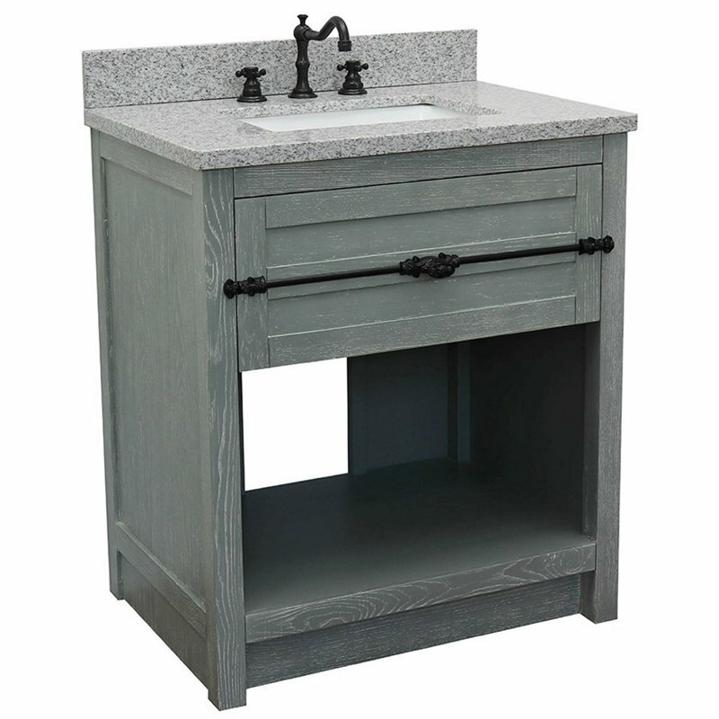 Plantation Single Rectangle Sink Solid Wood Vanity in Gray Ash