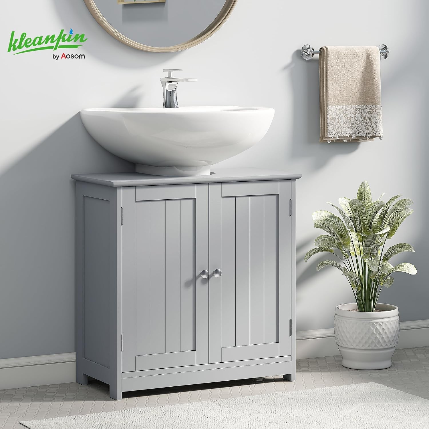 23.5″ Pedestal Sink Storage Cabinet Freestanding Bathroom Under Sink Cabinet