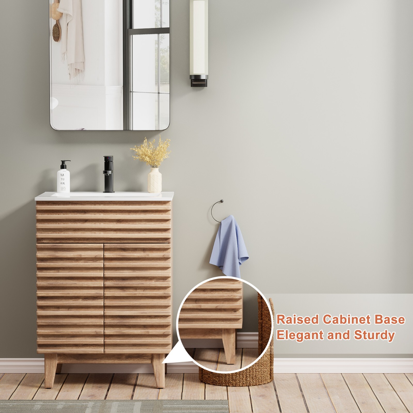 Bathroom Vanity Set W/Drop in Sink Mid-Century Faucet Cabinet Combo
