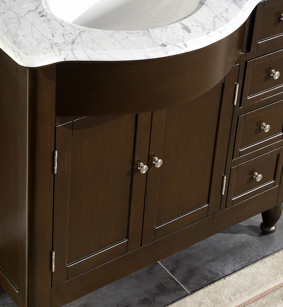 38″ Furniture Bathroom Vanity White Marble Top (Left) Sink Cabinet 902WM-L