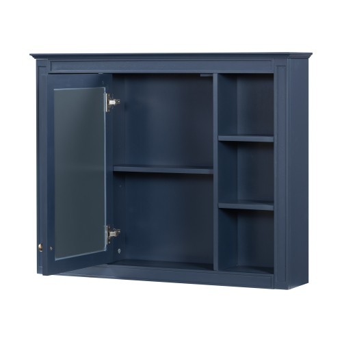 36” Blue Bathroom Vanity w/ Sink & Mirror Cabinet Storage Soft Close Doors
