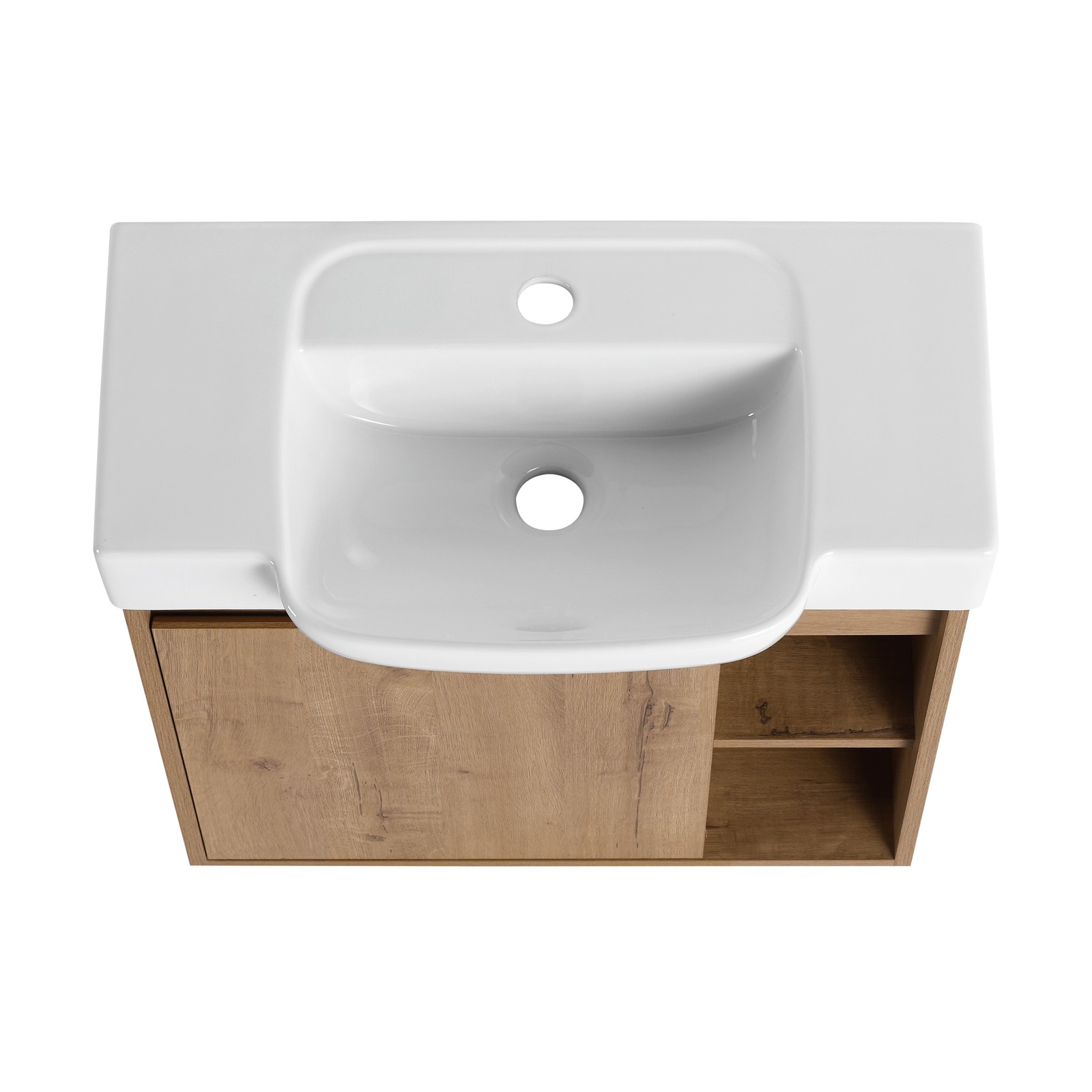 24 Inch Wall-Mounted Bathroom Vanity with White Ceramic Sink