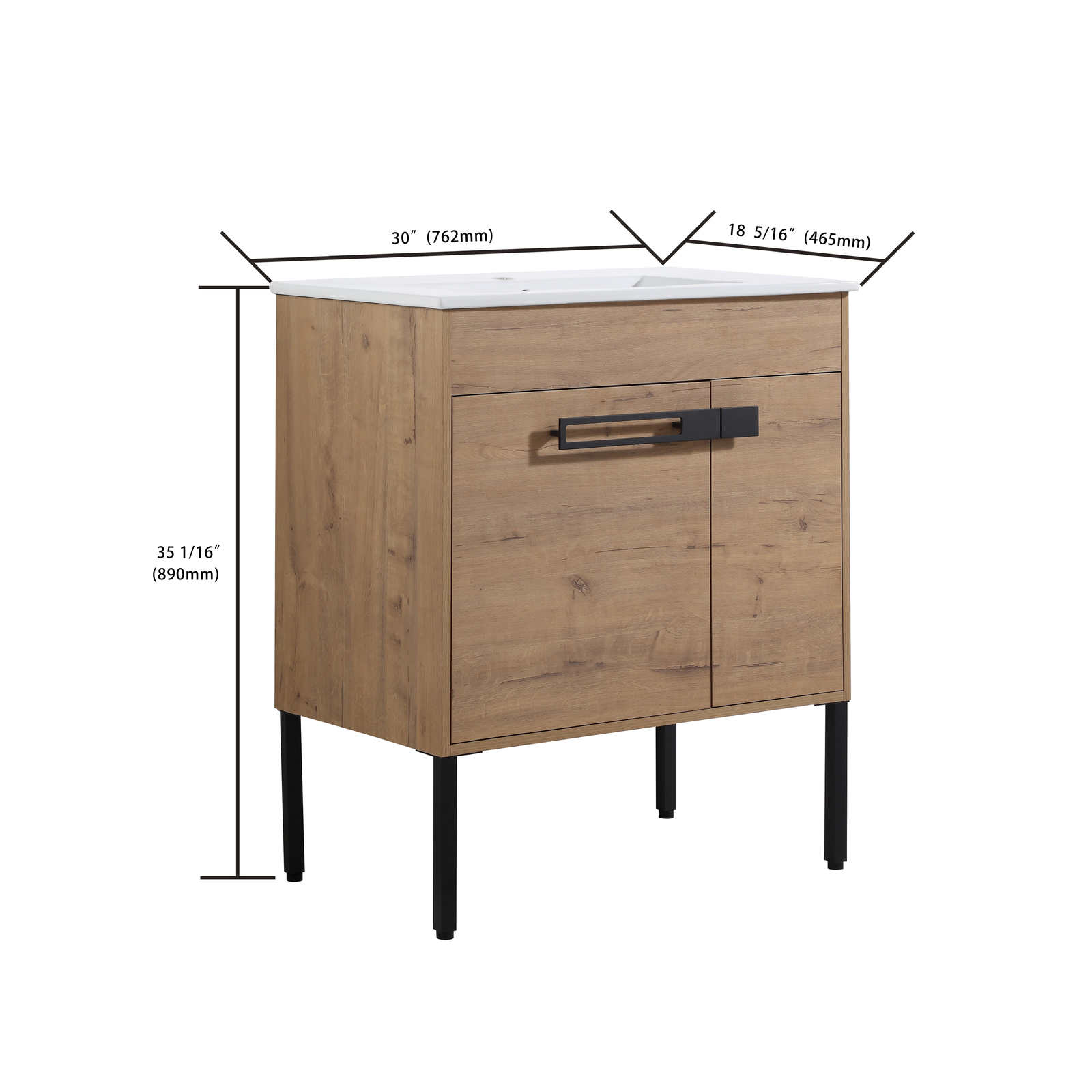 30×18 Inch Modern Wooden Bathroom Vanity With Ceramic Sink Freestanding/Floating