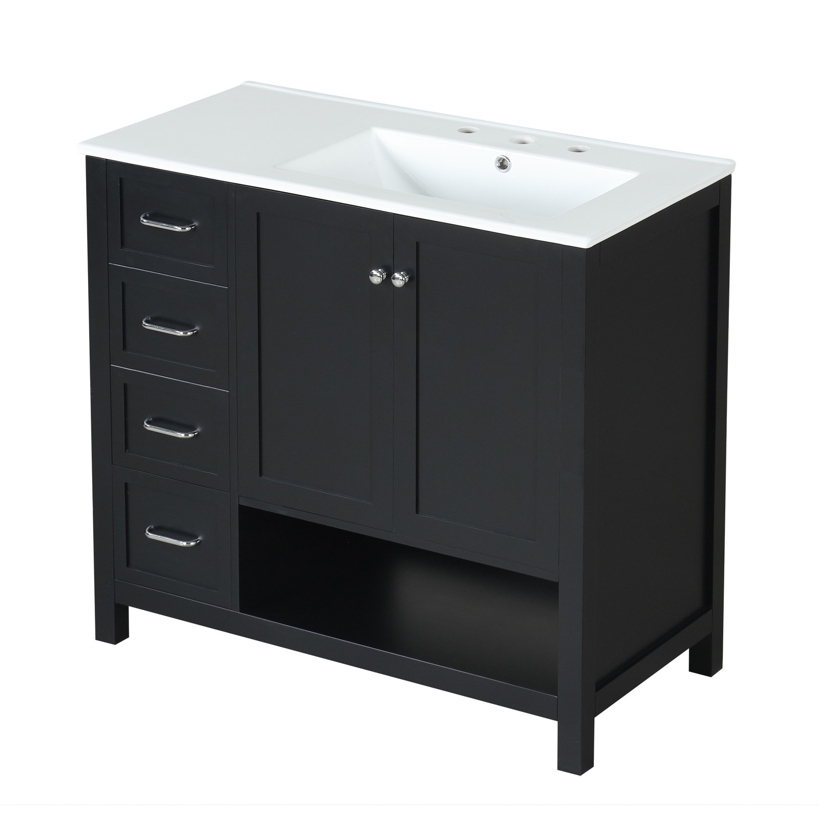 36″ Bathroom Vanity with Sink Top, Cabinet, Two Doors & Two Drawers