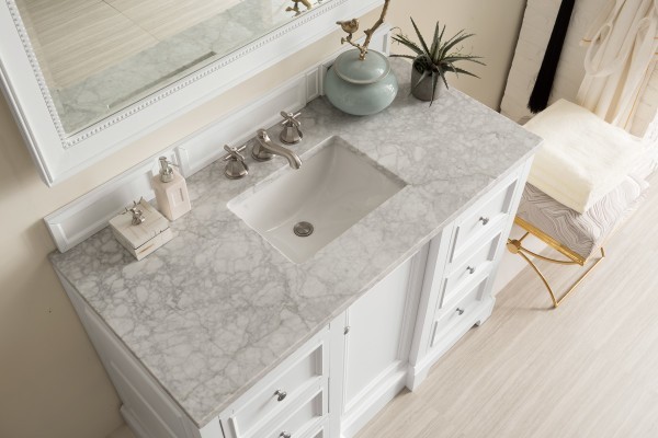 48″ James Martin De Soto 825-V48-BW-3CAR Vanity Cabinet Carrara Marble Top
