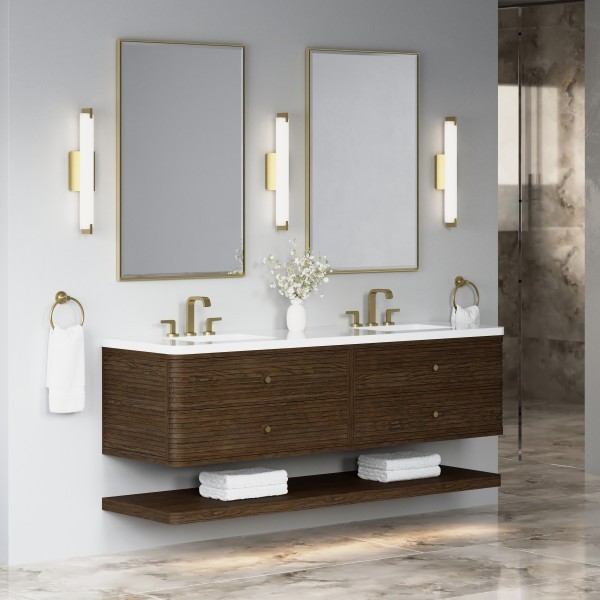 72″ James Martin Allamari D640-V72-SBL-WWZ Double Vanity Cabinet White Zeus Top