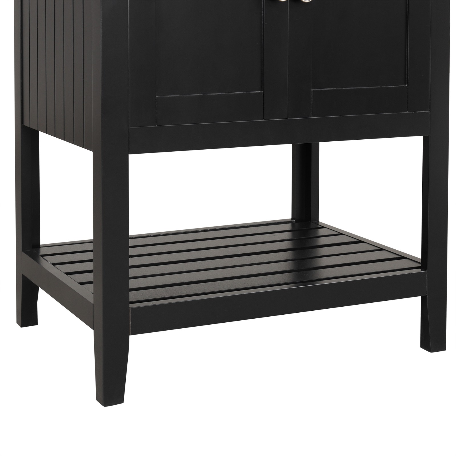 24″ Black Modern Bathroom Vanity with Ceramic Sink & Wood Frame
