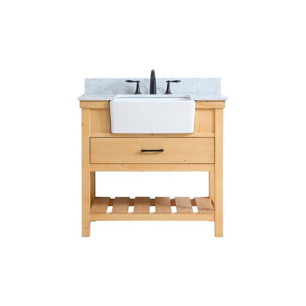 Elegant Decor Clement 36″ Single Bathroom Vanity with Backsplash in Natural Wood
