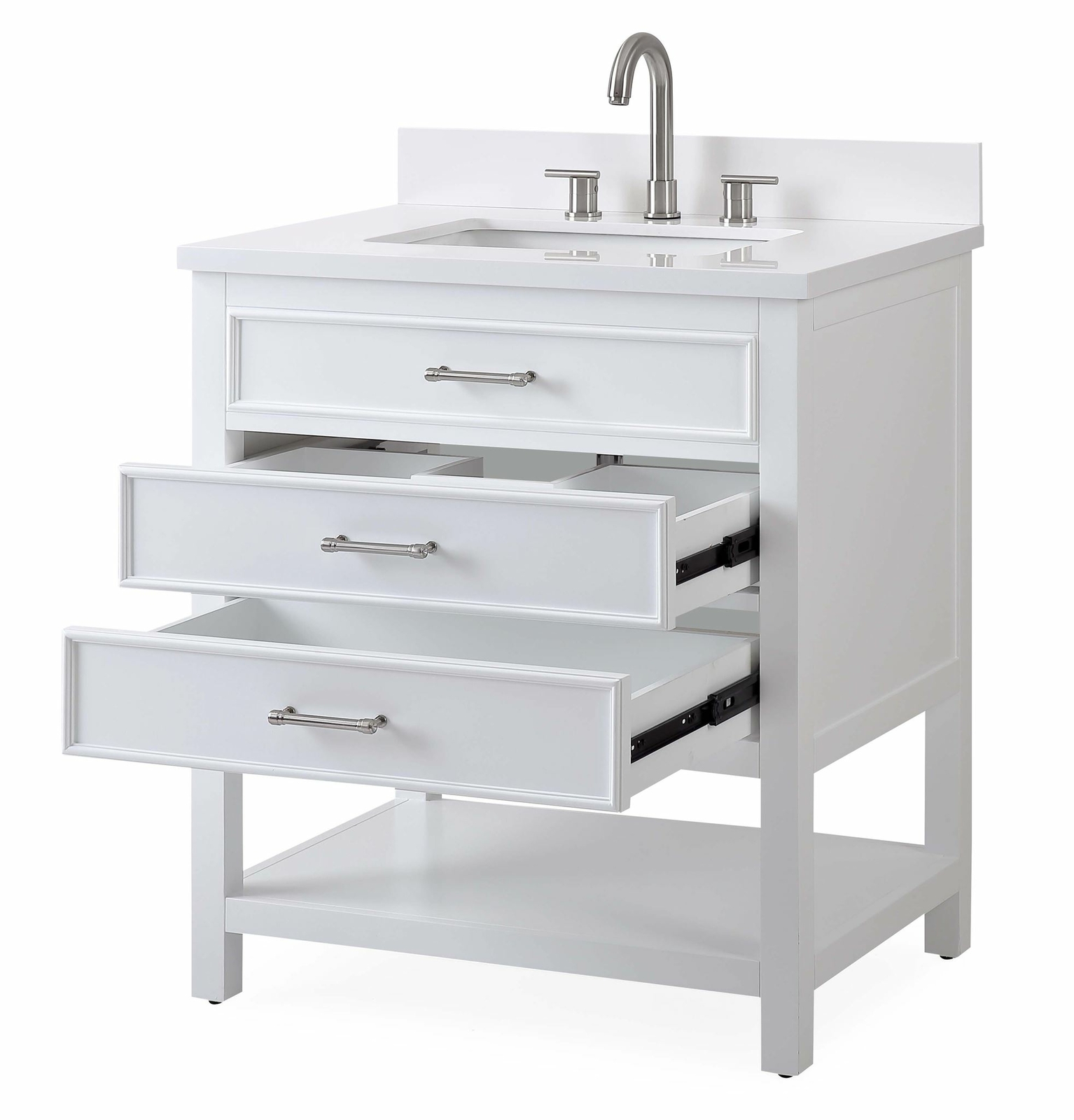 30 inch White Finish Single Sink Bathroom Vanity – Felton SKU # 7206