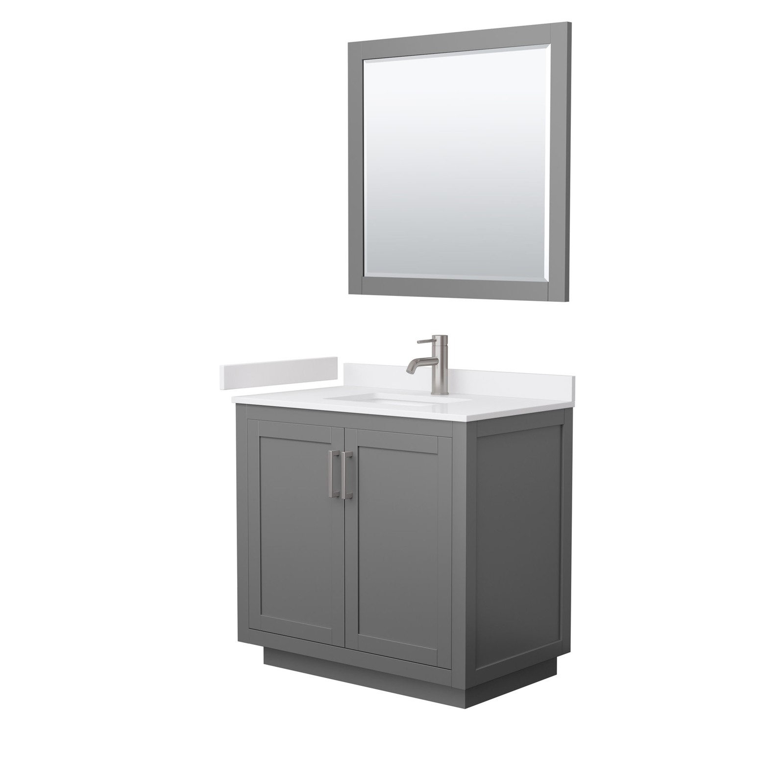 Wyndham Collection WCF2929-36S-VCA-M34 Miranda 36″ – Dark Gray / Carrara