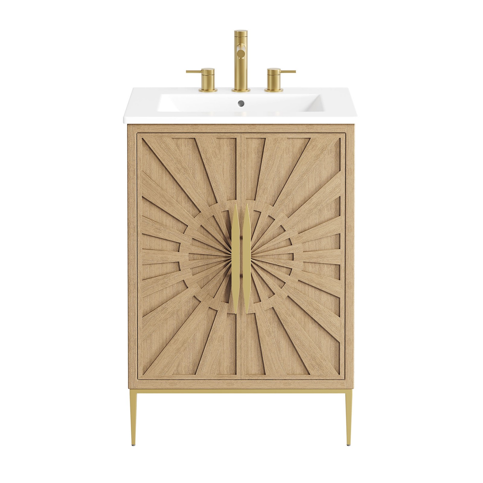 Modway Awaken 24″ Bathroom Vanity in Oak White With Ceramic Sink Basin