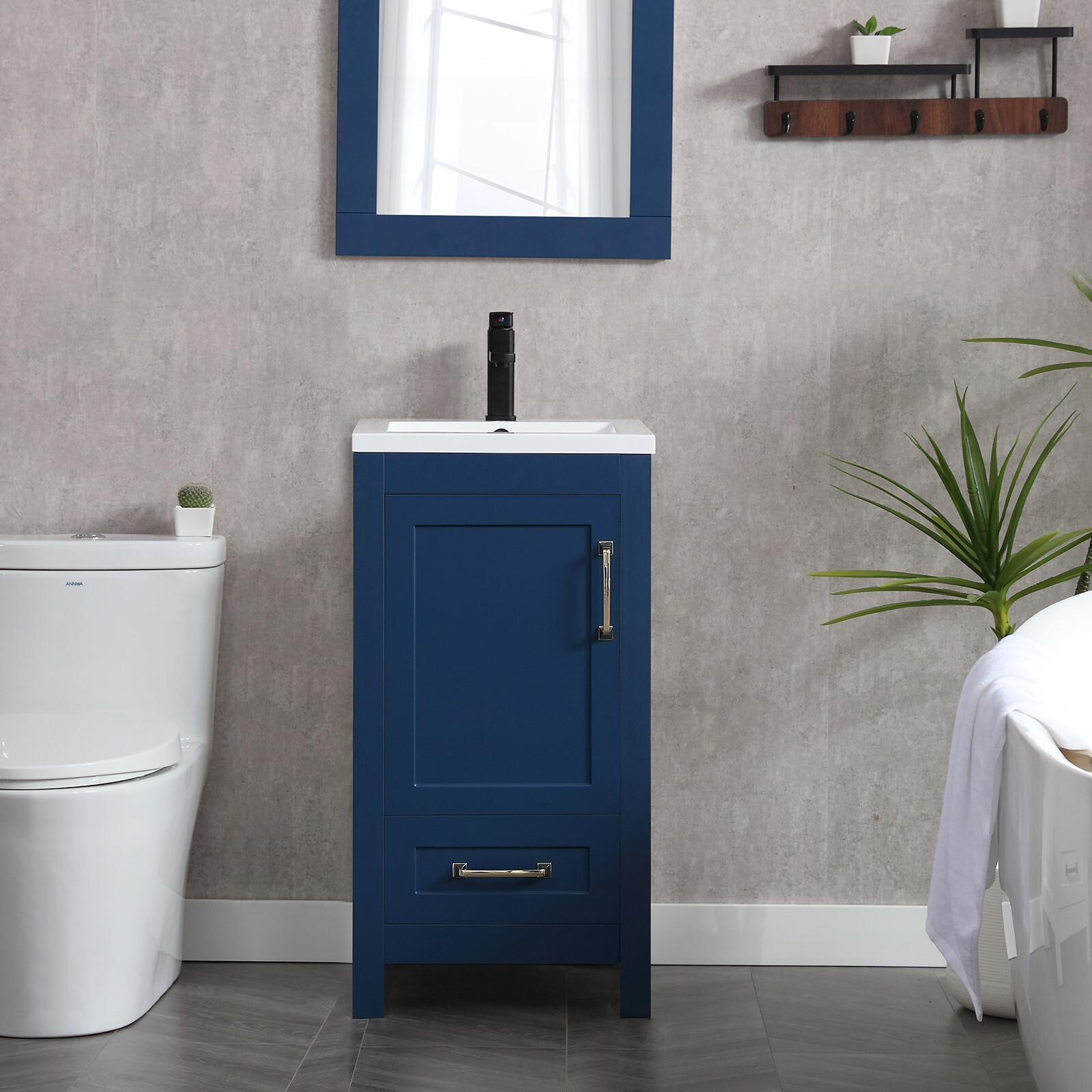 Eclife 18 in Bathroom Vanity Set W/ Drop in Resin Sink Faucet Cabinet Combo