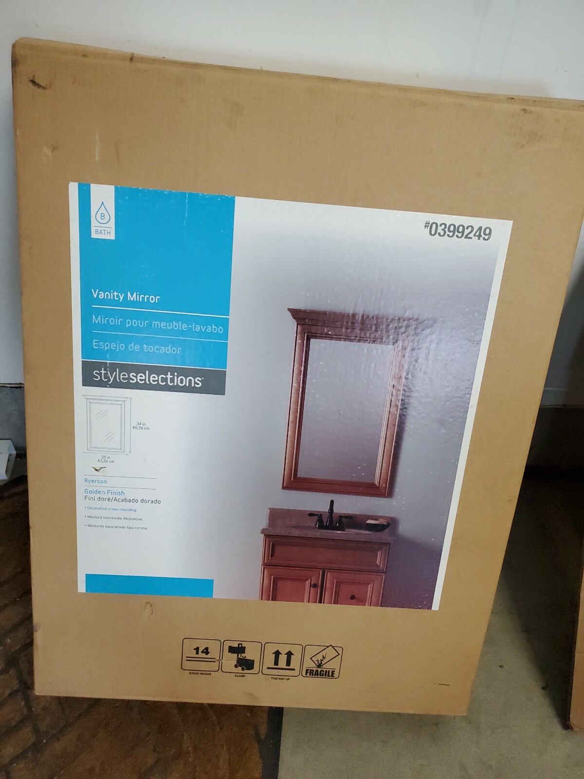 Style Selections Ryerson 25-in W x 34-in H Golden Rectangular Bathroom Mirror
