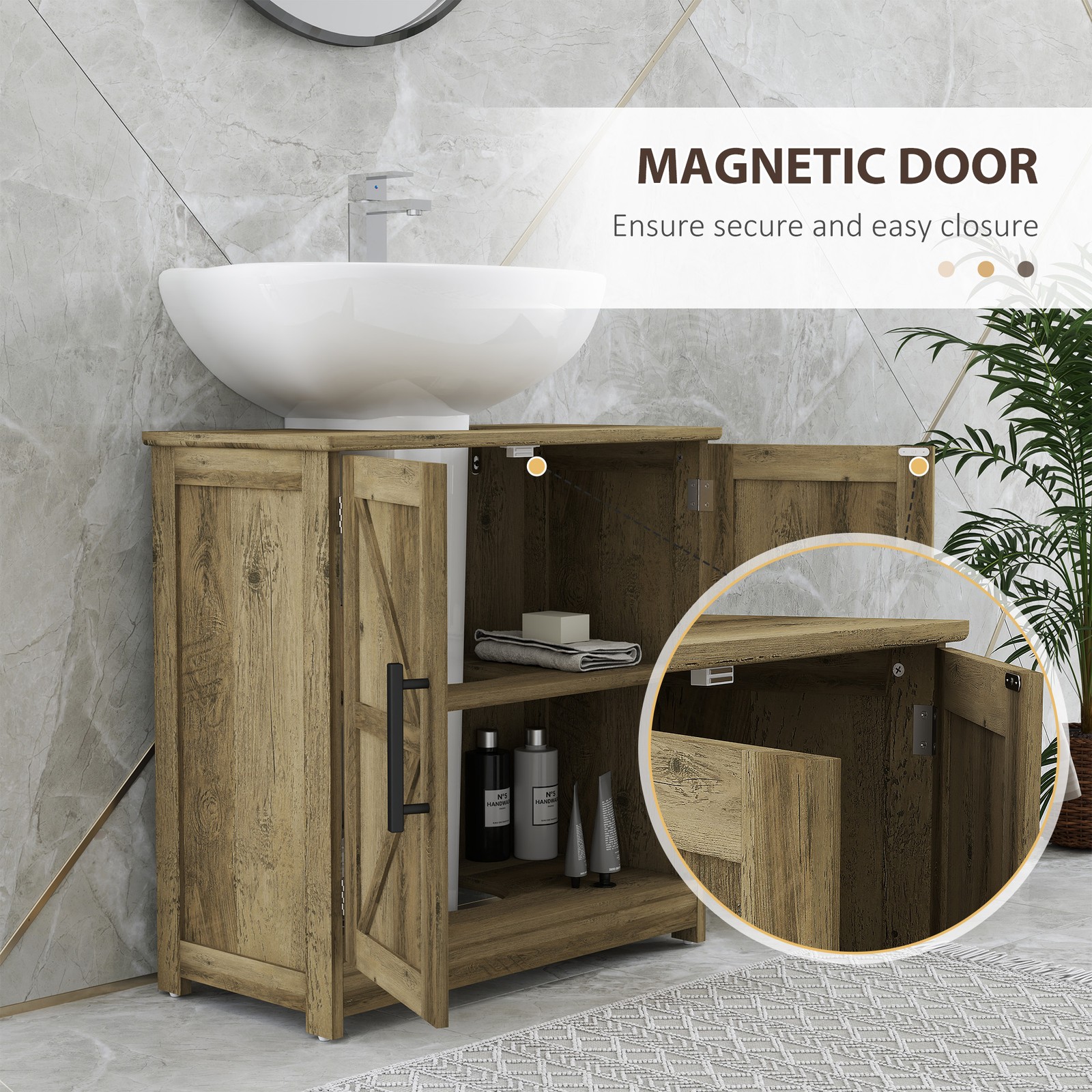 Pedestal Sink Storage Cabinet, Bathroom Sink Cabinet, Light Gray