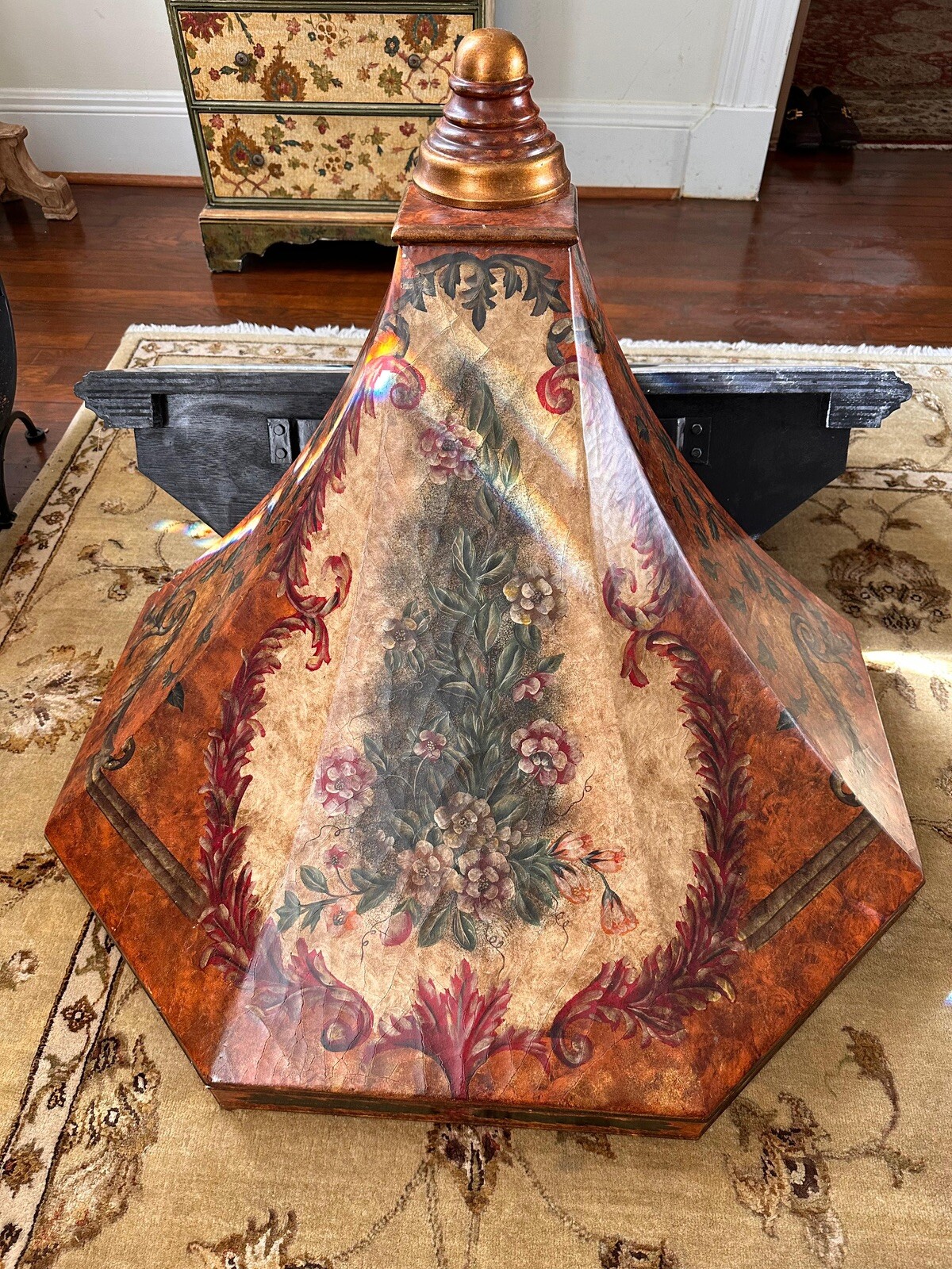 Hand Made Maitland -Smith Bathroom Vanity, Black Marble Top & Hand Painted Body