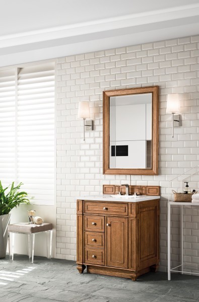 30″ James Martin Bristol 157-V30-SBR-3WZ Vanity Cabinet White Zeus Silestone Top