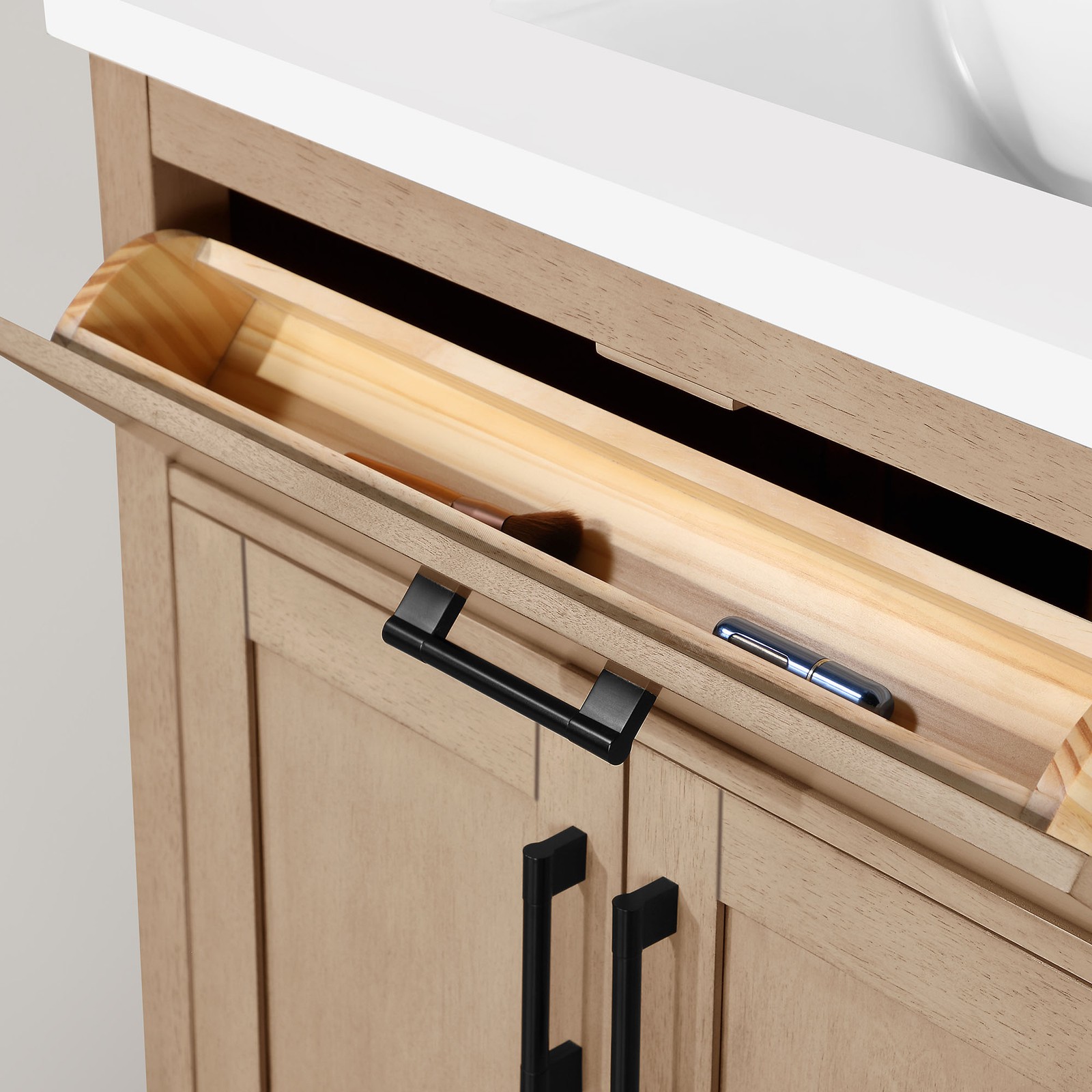 Bailey 30″ Bathroom Vanity in Sahara Birch with White Countertop