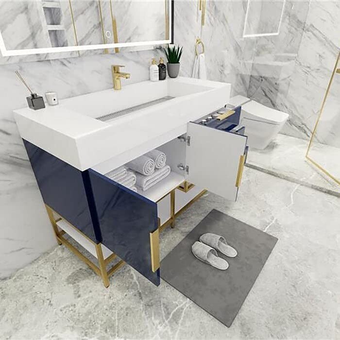 48″ Bathroom Vanity Cabinet with Sink with Aluminum Alloy Frame and Drawers