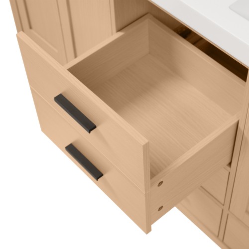 59.3″ Bathroom Vanity with Solid Wood Frame & MDF Cabinet,Double SMC Resin Sink