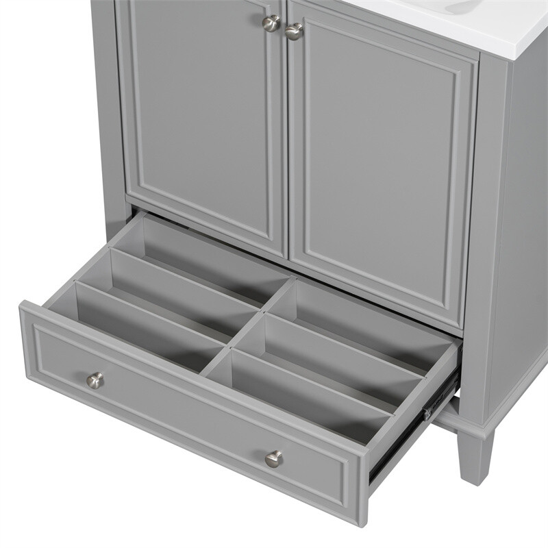 30″ Modern Bathroom Vanity with Sink Set,Gray Bathroom Cabinet w/Doors & Drawer