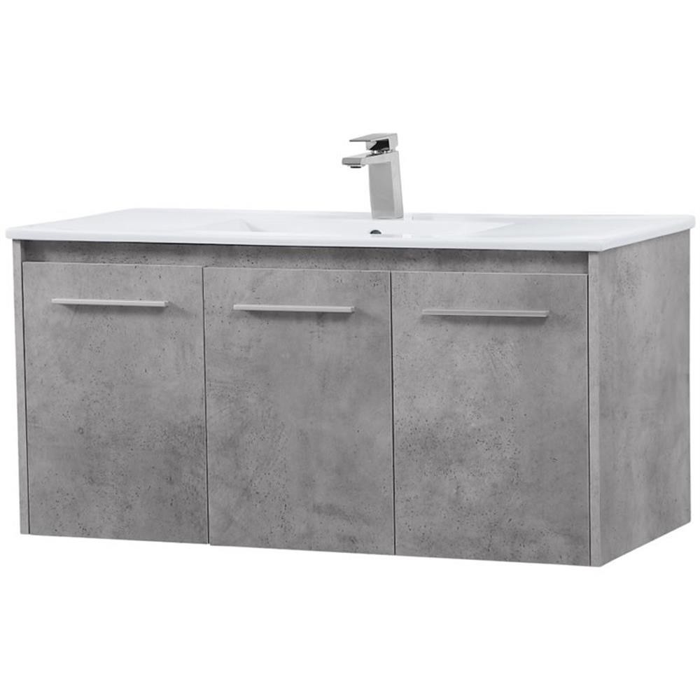 Elegant Decor Rasina 40″ Single Porcelain Top Floating Bathroom Vanity in Gray