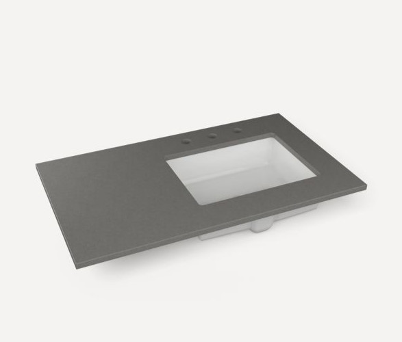 Robern TF37UR091-8 – 37″ Silestone GRAY Quartz Stone Bathroom Top w/ U/M Sink